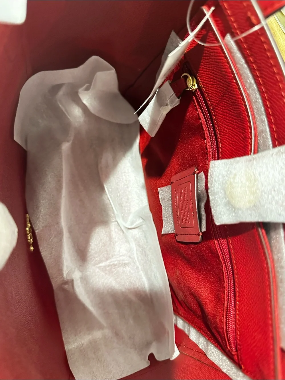 Coach Red Signature Monogram Tote with Gold Logo